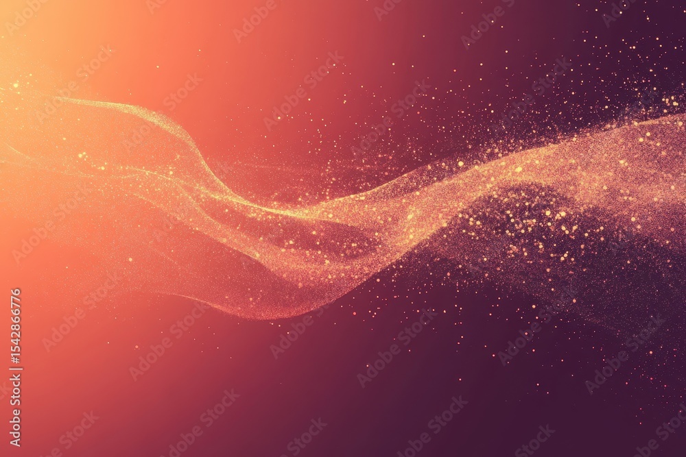 Aufkleber Organic particles create luminous trails in a captivating flow across the frame, Organic particles with trails flow across the frame