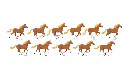 Animation Sequence: Chestnut Horse Galloping, Side Profile, Eight Frames