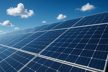 太陽光パネルと青空のある住宅屋根