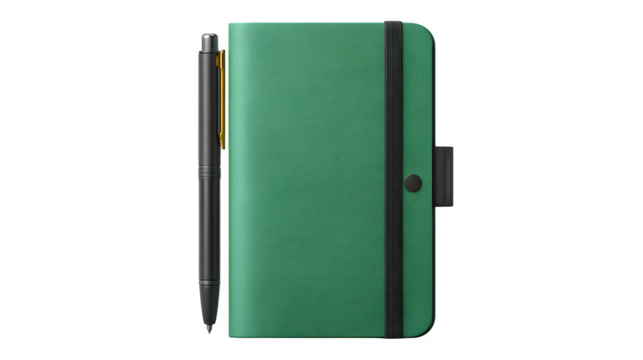 Elegant Green Notebook and Pen Stationery Set for Business Professionals Perfect for Note Taking and Meetings