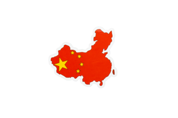 China Map Filled with National Flag