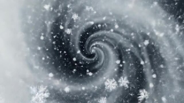 Swirling abstract background of winter snow with snowflakes and blizzard effect.