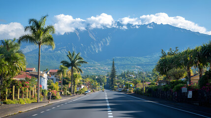 Fototapeta premium Cilaos town in Cirque de Cilaos, La Reunion island