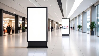 Blank Advertising Billboard Mockup in Modern Shopping Mall Corridor Perfect for your design projects