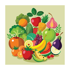 Colorful Fruit and Vegetable Medley - Healthy Eating and Nutrition