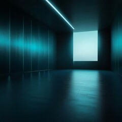 empty room with blue wall and spotlights
