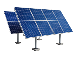 Solar panel array is shown on a transparent background 