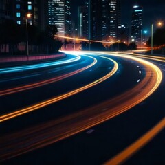 traffic on highway at night