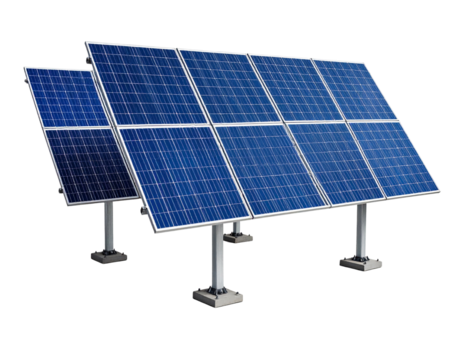 Solar panel array is shown on a transparent background 