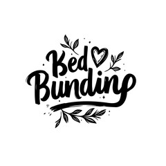 Elegant Bed Bunding Logo Design with Heart and Botanical Elements for Brand Identity