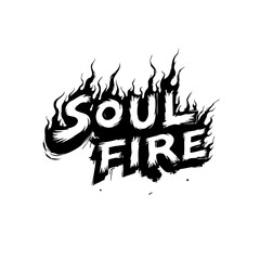 Soul Fire Graphic Black and White Design with Flames Isolated on White Background