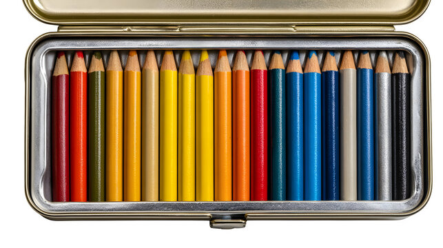 Vibrant Colored Pencils in a Metal Case Art Supplies for Creative Projects and Drawing