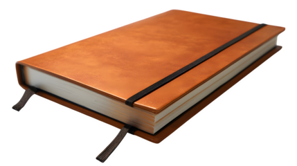 Luxurious Brown Leather Journal Notebook Mockup Isolated on Black Background Ideal for Branding Stationery Design and Product Photography