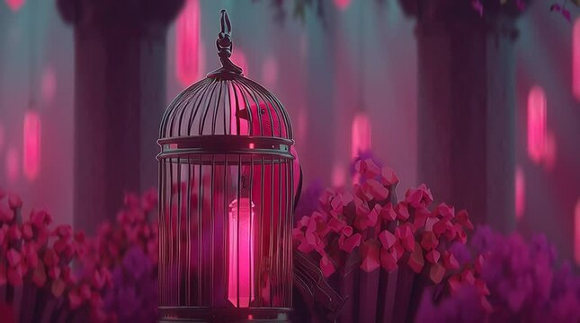 Clockwork Birdcage Spinning Mid-Air with Glowing Pendulums