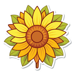 sunflower sticker on white background