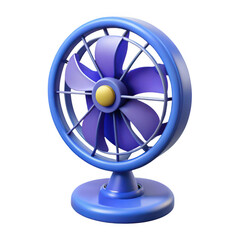 A blue and purple table fan isolated on transparent background