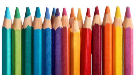 Vibrant Colored Pencils Arranged in a Row against a Black Background Perfect for Education Stationery Art Supplies Design Projects