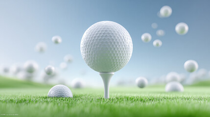 Close-up of a white golf ball on a tee