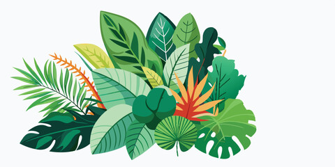 Tropical leaves foliage plant jungle bush floral arrangement nature backdrop isolated on white background