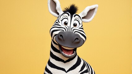 A cartoon zebra with a big smile on its face