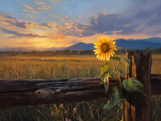 sunflower field at sunset