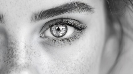 Close-up Monochrome Portrait of a Woman's Eye