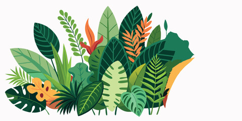 Tropical leaves foliage plant jungle bush floral arrangement nature backdrop isolated on white background