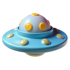 3d cartoon ufo spaceship isolated on transparent background