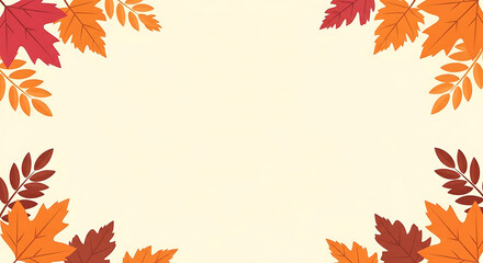 Fototapeta premium Autumnal Leaf Border with Vibrant Colors.