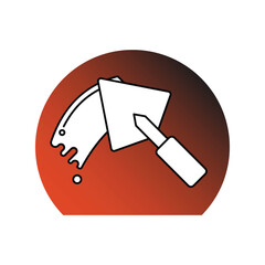 Trowel gradient outline icon with white background vector stock illustration
