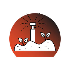 Irrigation gradient outline icon with white background vector stock illustration