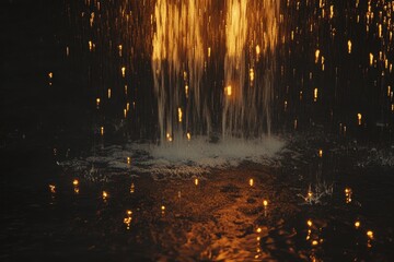 Seljalandsfoss waterfall illuminated by sunset glow in Iceland's breathtaking landscape, Seljalandsfoss waterfall at sunset, Iceland