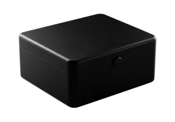 Elegant black box isolated on black background perfect for product packaging and presentation