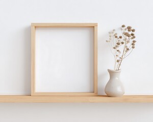 Frame Mockup. Living Room Poster on Wall. Interior Wall Art Mockup with Cozy Home Background