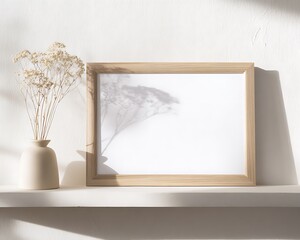 Frame Mockup. Living Room Poster on Wall. Interior Wall Art Mockup with Cozy Home Background