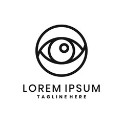 Circular eye logo with lines  minimalist vision symbol design