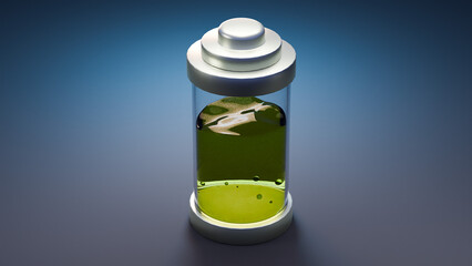 Realistic charged battery - 3d render.