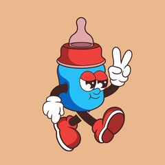 Retro character design from cool baby bottle
