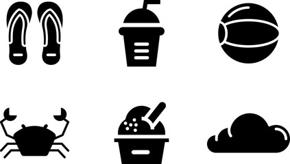 Modern Rounded Filled Summer Icon Set