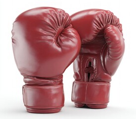 Pair Of Red Boxing Gloves On White Background