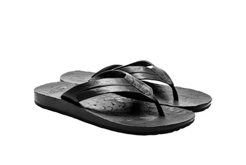 Mens old black flip flops casual comfort