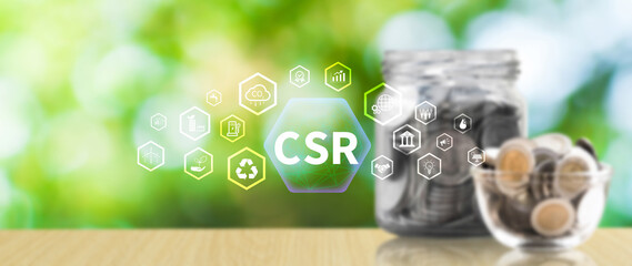 CSR, Corporate social Responsibility concept, global ecology, responsive business organization,...
