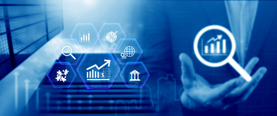 Finance Gdp growth strategy plan concept, finance and investment, Diversification management,...