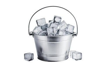 Metal bucket filled with glistening ice cubes chilling summer drinks