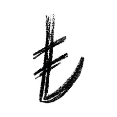 Hand drawn turkish lira currency symbol. Brush stroke doodle. Single element for design
