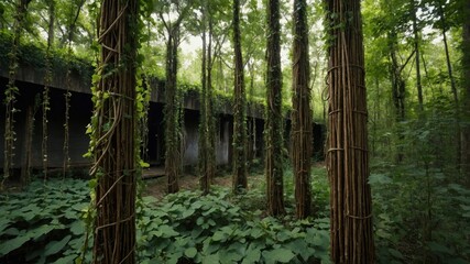 Obraz premium Nature reclaims a concrete structure.