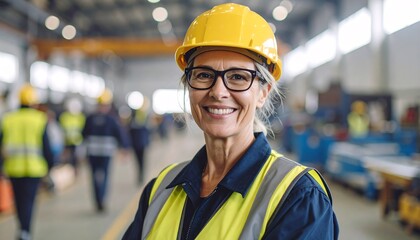 Smiling Female Engineer in Factory
