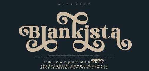 Blankista typography beauty fashion elegant minimalist serif italic fonts decorative wedding vintage retro logos. Minimal luxury font alphabet logo. Vector illustration