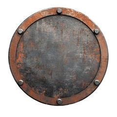Naklejka premium Rustic metal sign plate designed for decoration or personal signage on a Transparent background, Metal sign plate isolated on PNG background