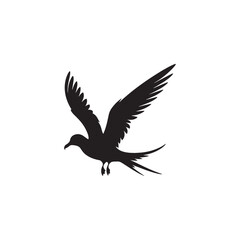Gliding Petrel Silhouette Vector Art – Graceful Seabird Design with Outstretched Wings, Minimalist Black Outline Ideal for Ocean Wildlife Themes, Nautical Graphics, Logos, and Decor
